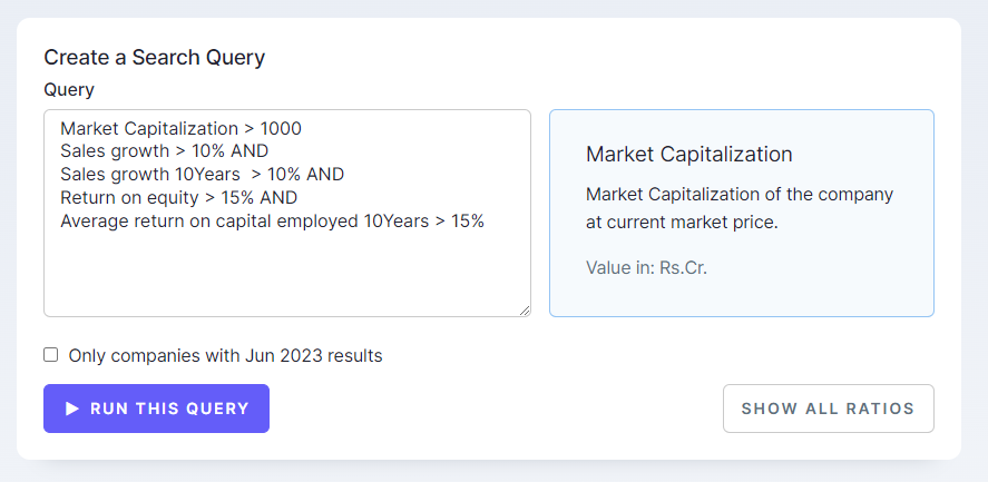 Coffee can Portfolio Screener