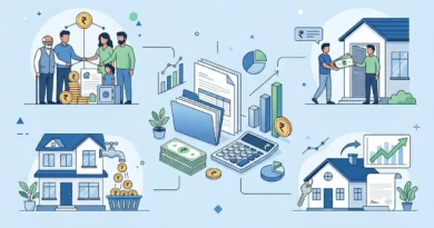 illustration representing income tax glossary terms starting with H including house rent allowance HUF and rupee symbol