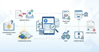 illustration representing income tax glossary terms starting with U including UPI UTR and rupee symbol